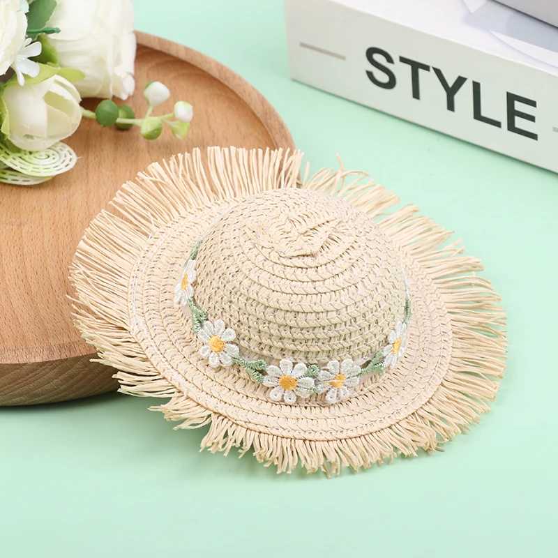 1-5Pcs Dollhouse Handmade Daisy Hat Sun Cap For 1/6 Doll Accessories Doll Cute Hat With Bow Doll Hat Children's Toy Gift