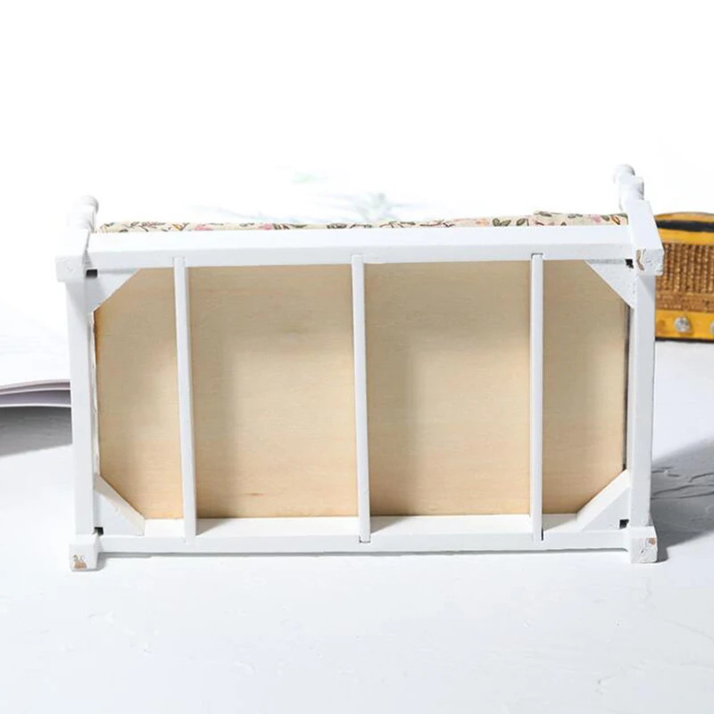 1:12 Dollhouse Miniature White Toy Bed Furniture Bedroom Doll House Bed
