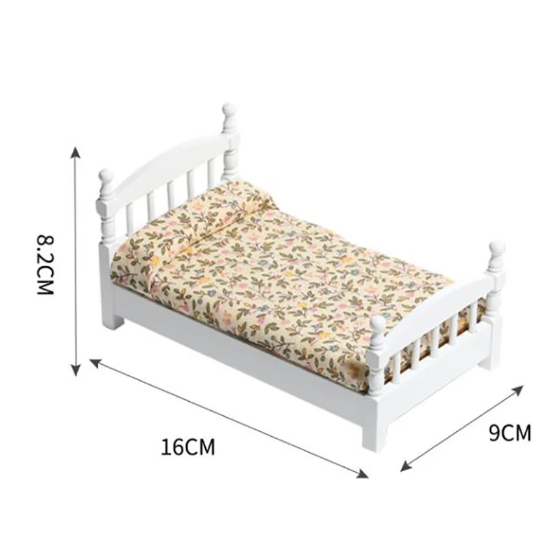 1:12 Dollhouse Miniature White Toy Bed Furniture Bedroom Doll House Bed