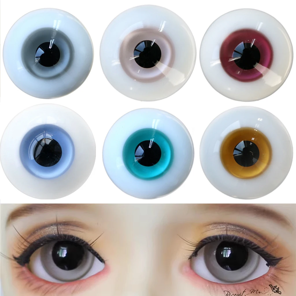 Wamami Grey/Blue Glass Eyes for Dolls 6mm-24mm Sizes Eyeball for Dollfie Reborn Making Crafts