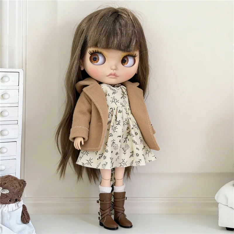 For Blythe Doll Clothes Princess Lace Maid Skirt Set Cartoon Cat Plaid Pants Vintage Dress Clothing OB24 OB22 1/6 Accessories