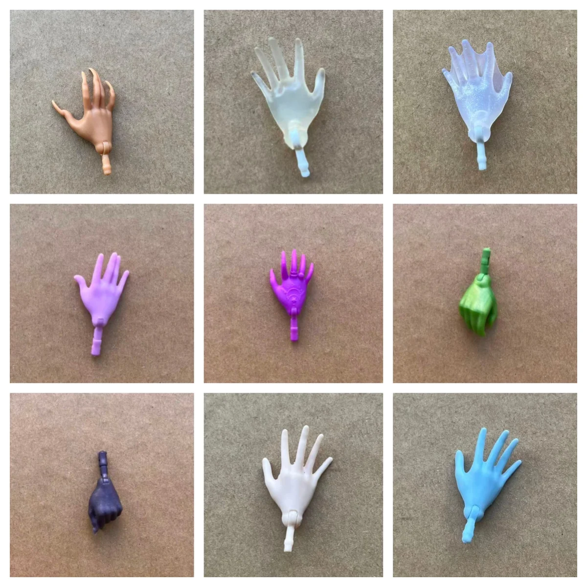Monster Doll Replacements hands Slim Doll Colorful Hands Clear White Brown Green Purple Blue White Color Doll Parts