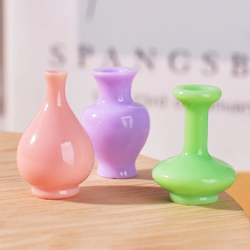 8pcs Mini Colorful Vase Bottles/pots Handmade Dollhouse Miniatures Vase Doll House Decora Kitchen Ornament DIY Accessories