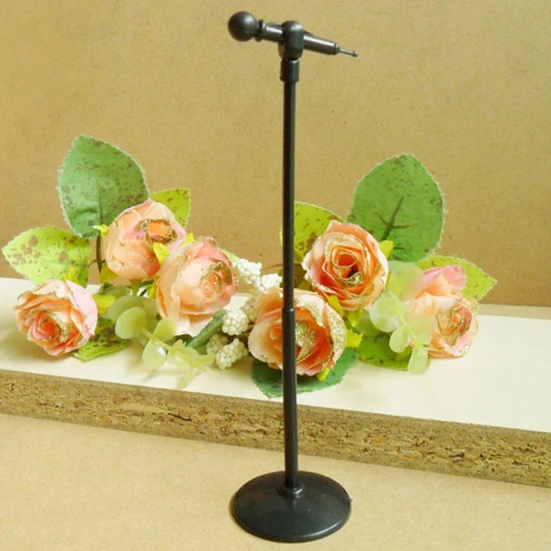 Black Dollhouse Microphone Cute Mini Plastic Microphone Model Dollhouse Miniature Furniture Accessories