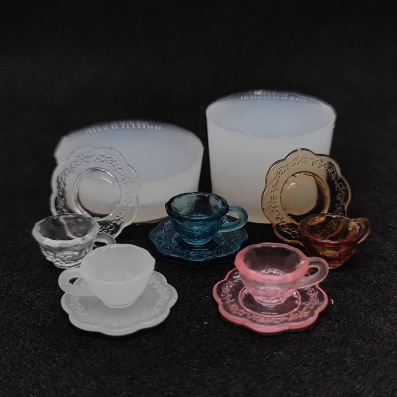 1 Set Dollhouse Miniature Tea Cup Silicone Mold UV Epoxy Turnover Food And Play Bowl Mold Doll Accessories Toy Scene Decoration