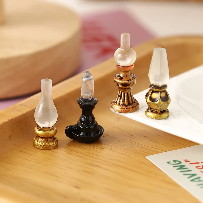 Dollhouse Retro Wall Lamp Oil Lamp Model Kit, 5Pcs Child Pretend Play Toys