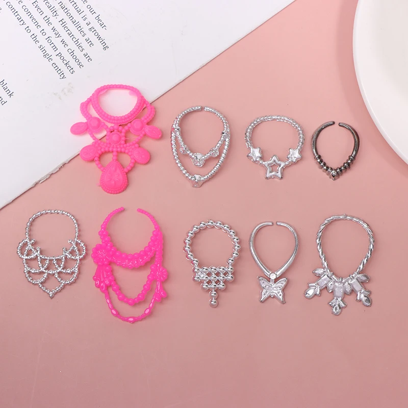 10Pcs Dollhouse Miniature Electroplated Crown Necklace Earstuds Bracelets Earrings Pendant Model Dressing Princess Doll Toy