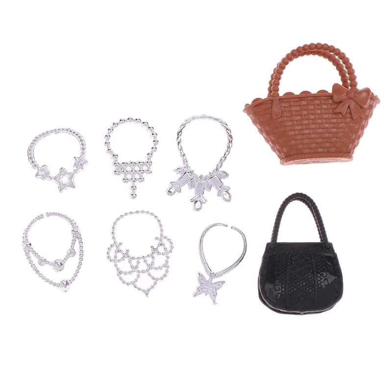10Pcs Dollhouse Miniature Electroplated Crown Necklace Earstuds Bracelets Earrings Pendant Model Dressing Princess Doll Toy