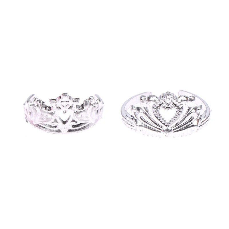 10Pcs Dollhouse Miniature Electroplated Crown Necklace Earstuds Bracelets Earrings Pendant Model Dressing Princess Doll Toy