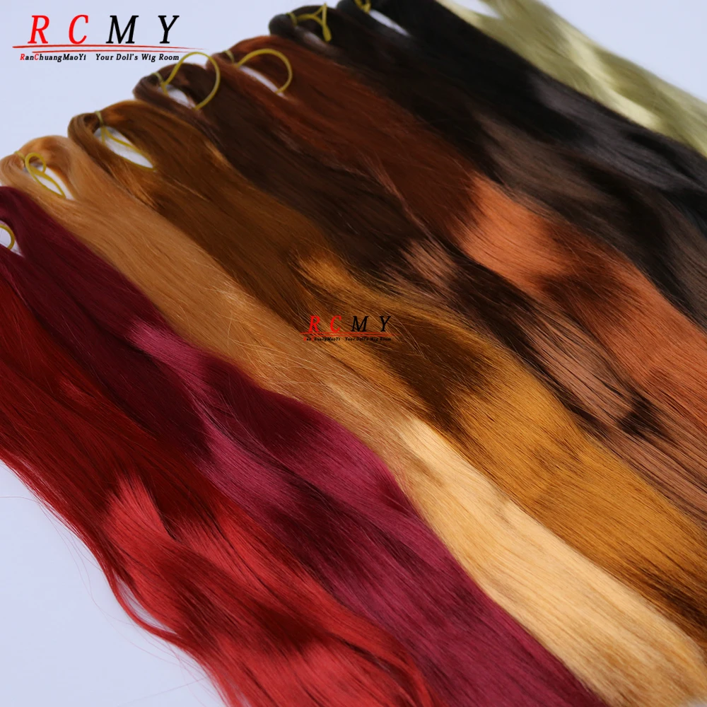 RCMY Red Milk Silk Doll Wig BJD/SD Doll Hair Rooting Doll Wigs Transplant Hand-crocheted Pink Gold Black Doll Hair Accessories