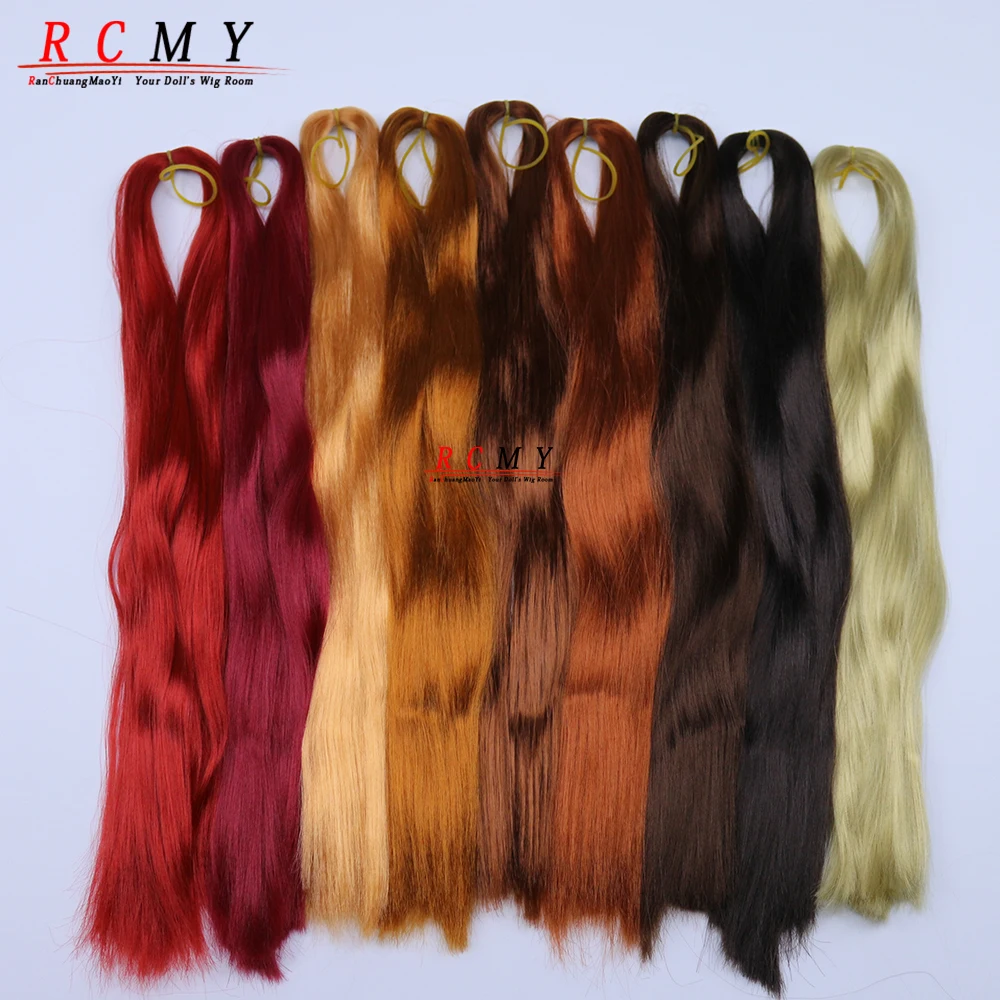RCMY Red Milk Silk Doll Wig BJD/SD Doll Hair Rooting Doll Wigs Transplant Hand-crocheted Pink Gold Black Doll Hair Accessories