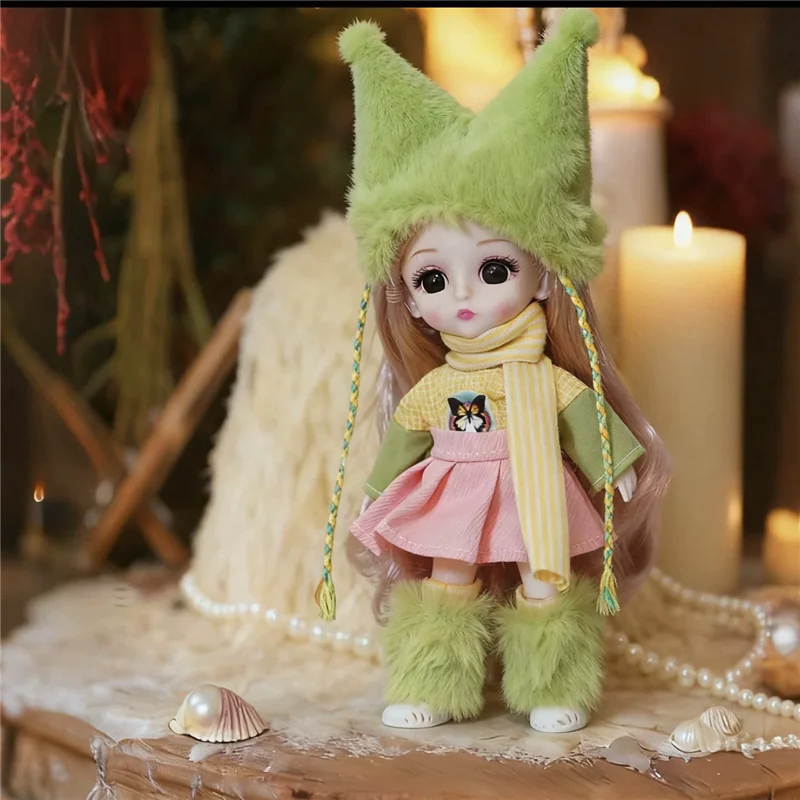 Pastel Harajukuc Style Outfit Clothing For 16 17cm 1/8 BJD OB11 Doll Korean Kawaii Leopard Print Clothes Dress Pants Accessories