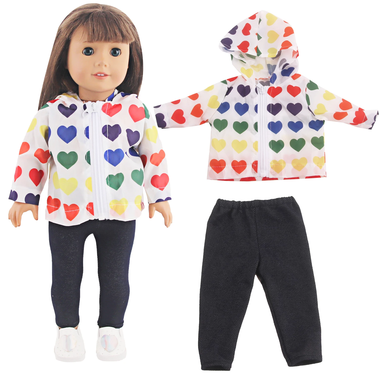 Cute 18 Inch Doll Clothes Outfits,Heart Raincoat, Flamingo Romper, Pink Lace Dress For 43cm Baby Newborn,OG Girl Dolls Kid Gift