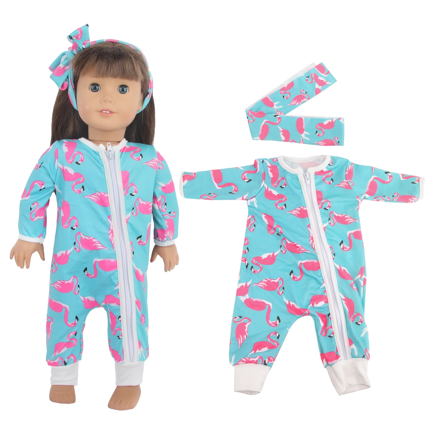 Cute 18 Inch Doll Clothes Outfits,Heart Raincoat, Flamingo Romper, Pink Lace Dress For 43cm Baby Newborn,OG Girl Dolls Kid Gift