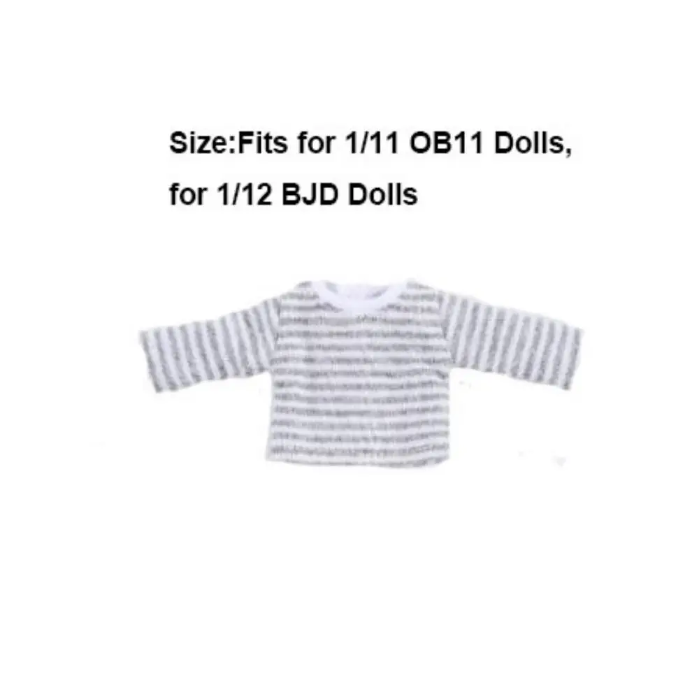DIY Handmake Stripe Tops Cute 5 Colors T-shirt Casual Clothes Suits for 1/12 BJD Dolls/for 1/11 OB11 Dolls