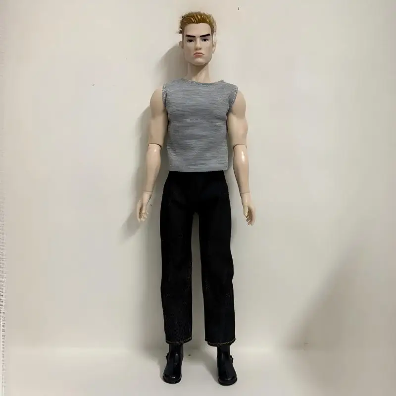 Fashion Doll Clothes 13 Inch Soldier Figure Accessories Boots Kids Toys Big Size Jeans Sleeveless For Ken DIY Dressing Game Gift