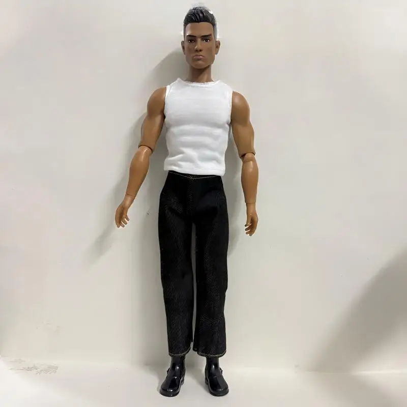 Fashion Doll Clothes 13 Inch Soldier Figure Accessories Boots Kids Toys Big Size Jeans Sleeveless For Ken DIY Dressing Game Gift