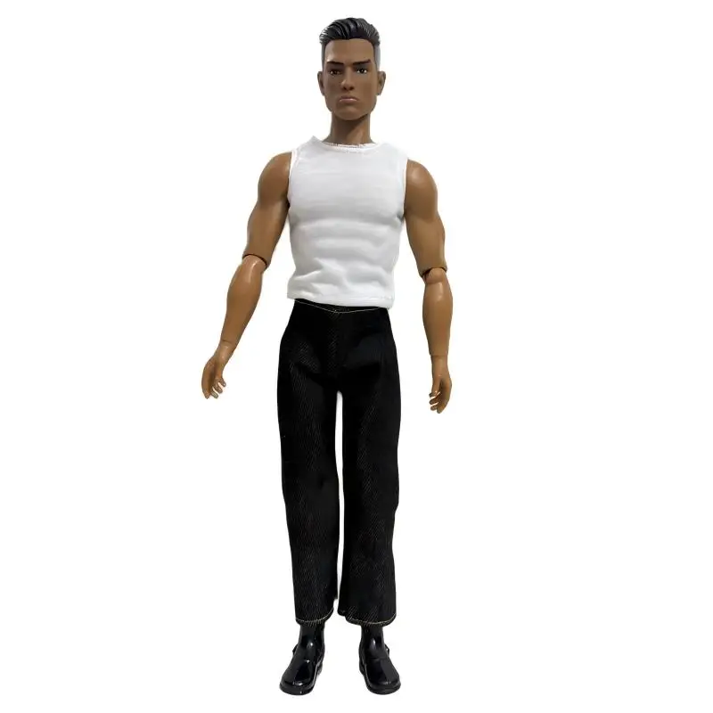 Fashion Doll Clothes 13 Inch Soldier Figure Accessories Boots Kids Toys Big Size Jeans Sleeveless For Ken DIY Dressing Game Gift