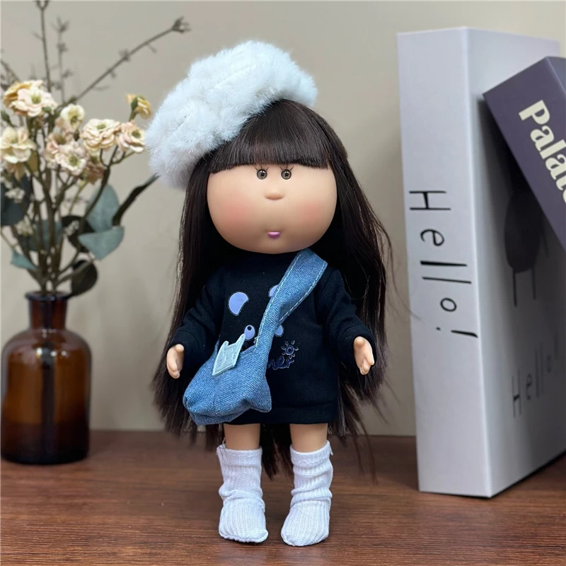 For 24cm Spanish Potato Mia Doll Lovely Outfit Clothing Denim Puppy Overall Dress Plaid Skirt Pants Set Clothes Dollhouse Gift