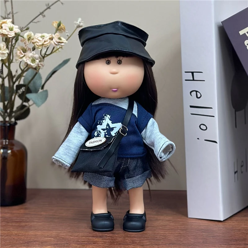 For 24cm Spanish Potato Mia Doll Lovely Outfit Clothing Denim Puppy Overall Dress Plaid Skirt Pants Set Clothes Dollhouse Gift