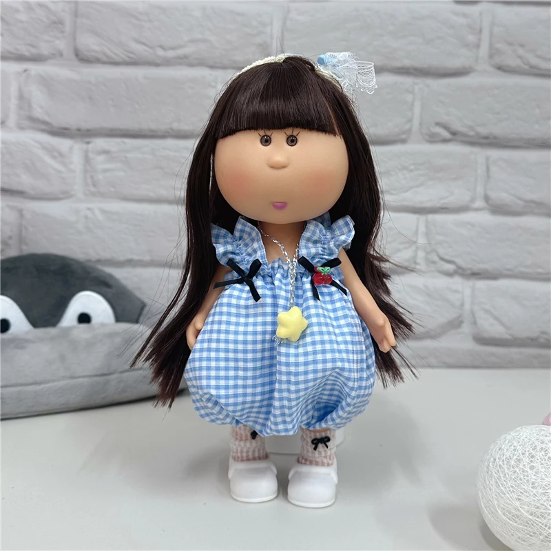 For 24cm Spanish Potato Mia Doll Lovely Outfit Clothing Denim Puppy Overall Dress Plaid Skirt Pants Set Clothes Dollhouse Gift