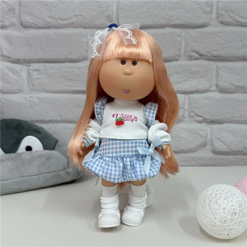 For 24cm Spanish Potato Mia Doll Lovely Outfit Clothing Denim Puppy Overall Dress Plaid Skirt Pants Set Clothes Dollhouse Gift