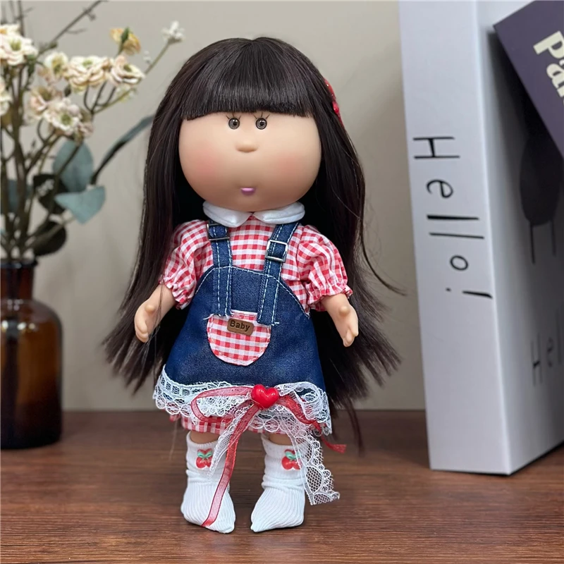 For 24cm Spanish Potato Mia Doll Lovely Outfit Clothing Denim Puppy Overall Dress Plaid Skirt Pants Set Clothes Dollhouse Gift