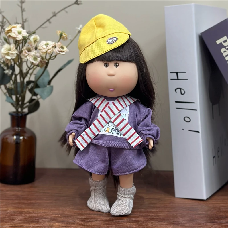 For 24cm Spanish Potato Mia Doll Lovely Outfit Clothing Denim Puppy Overall Dress Plaid Skirt Pants Set Clothes Dollhouse Gift