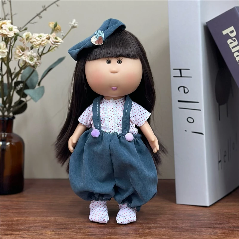 For 24cm Spanish Potato Mia Doll Lovely Outfit Clothing Denim Puppy Overall Dress Plaid Skirt Pants Set Clothes Dollhouse Gift
