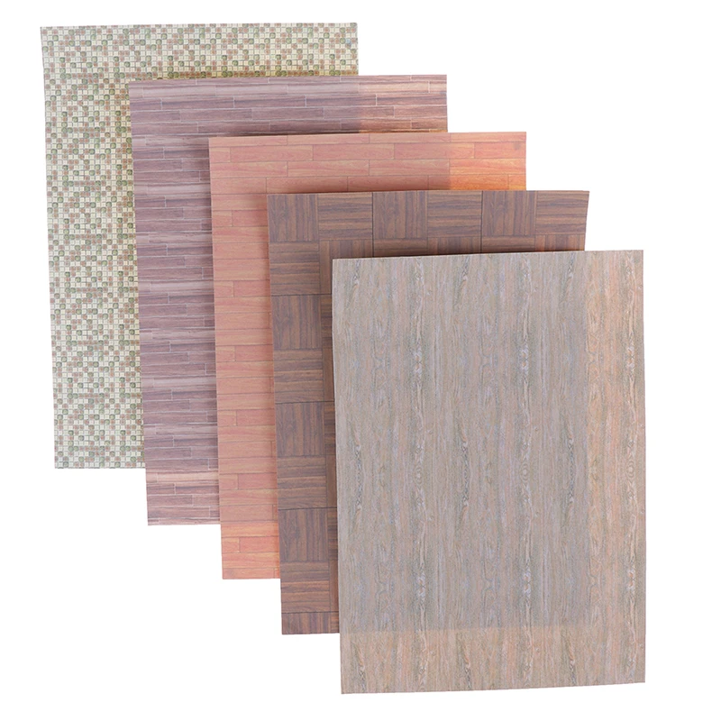 Hot Sale 1Pc 1/12 Dollhouse Miniature Grain Floor Wallpaper Tiles Sticker Bathroom Living Room Decor Toy Doll House Accessories