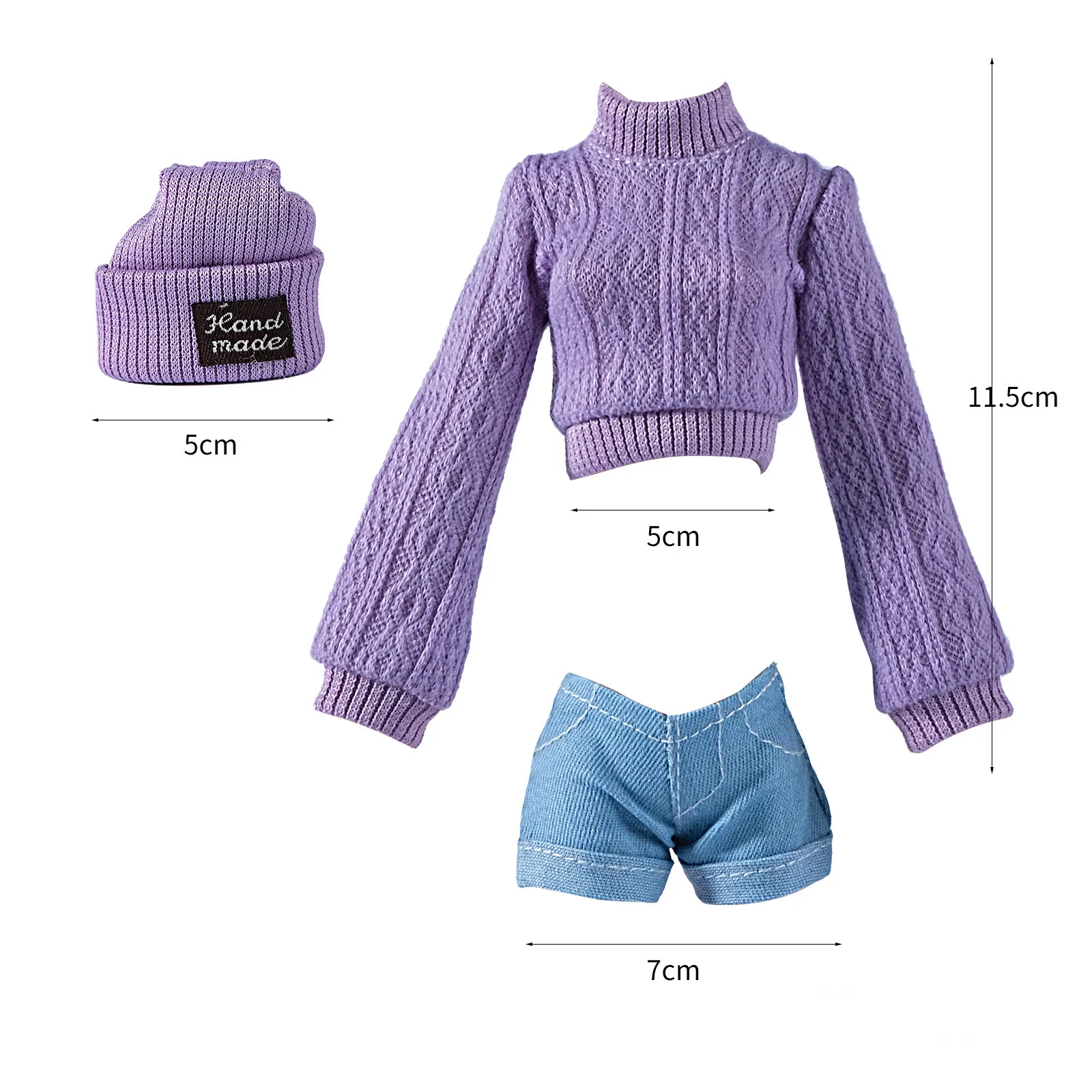 Fashion Doll Wool Coat with Shoes Hat DIY Accessories Doll Knitted Sweaters Pants Mini Winter Clothes for 1/6 BJD 28~30cm Dolls