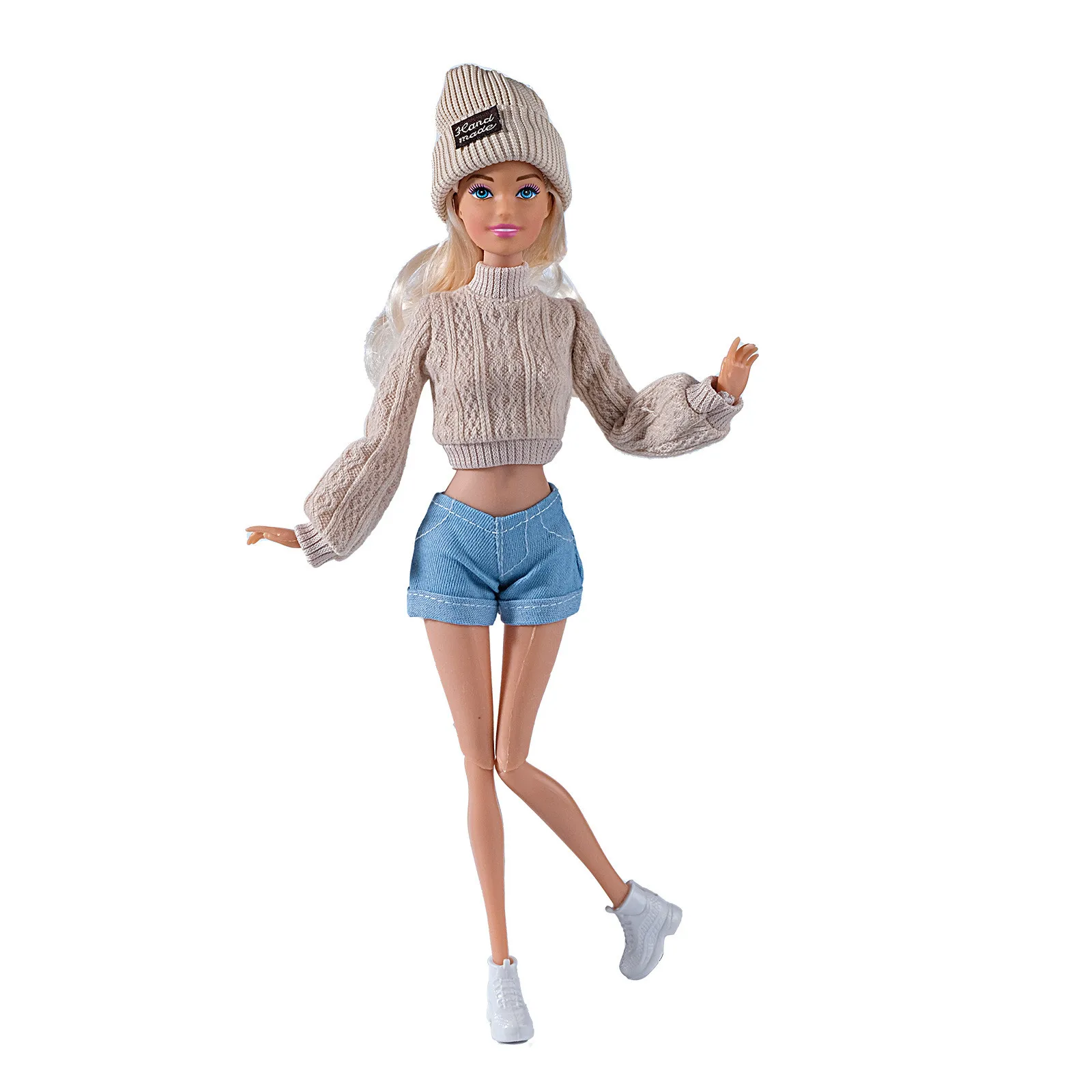 Fashion Doll Wool Coat with Shoes Hat DIY Accessories Doll Knitted Sweaters Pants Mini Winter Clothes for 1/6 BJD 28~30cm Dolls