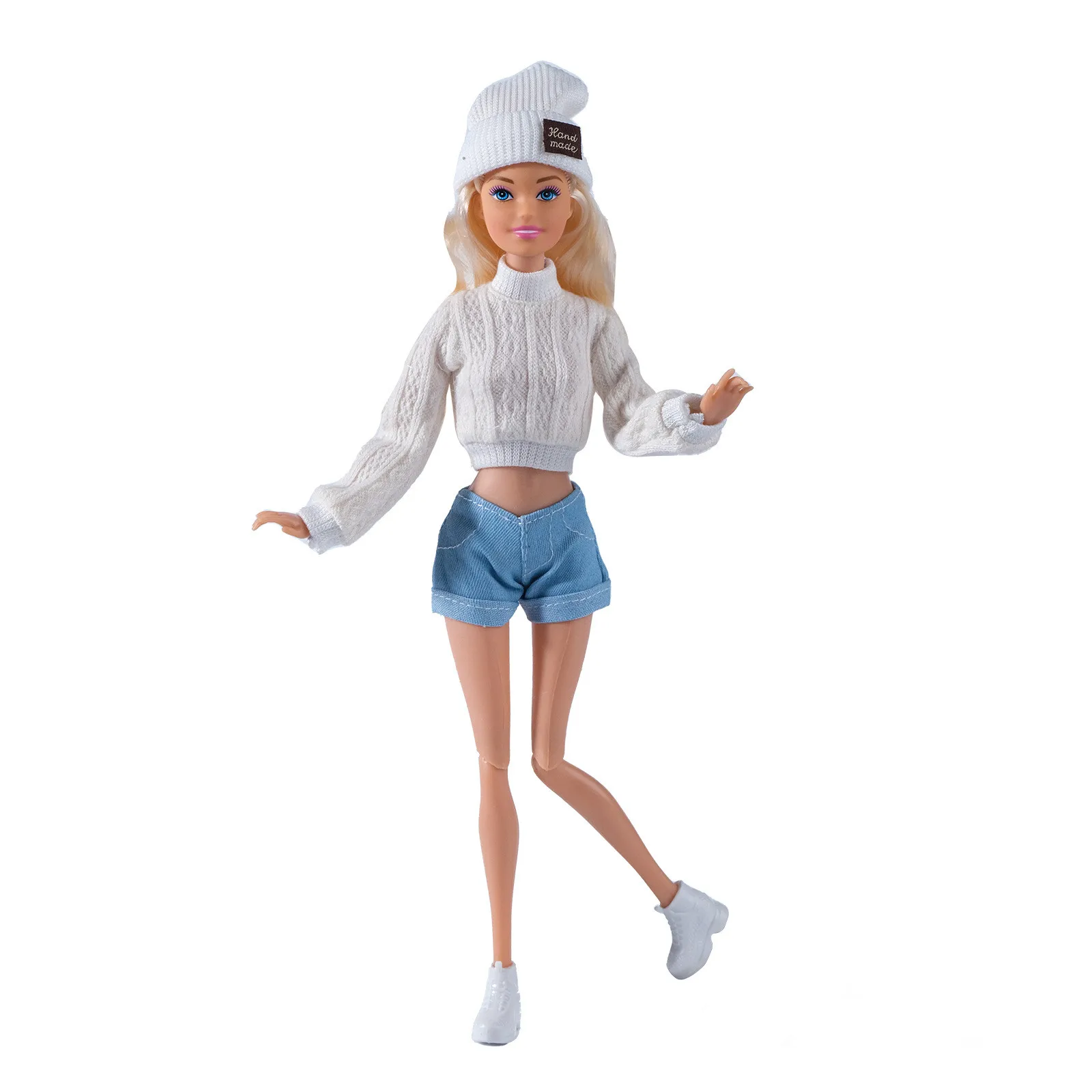 Fashion Doll Wool Coat with Shoes Hat DIY Accessories Doll Knitted Sweaters Pants Mini Winter Clothes for 1/6 BJD 28~30cm Dolls