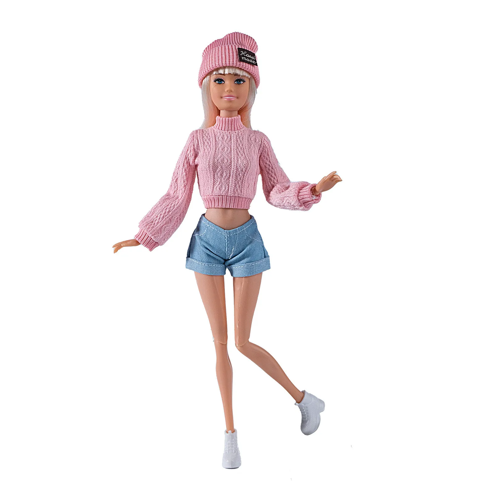 Fashion Doll Wool Coat with Shoes Hat DIY Accessories Doll Knitted Sweaters Pants Mini Winter Clothes for 1/6 BJD 28~30cm Dolls