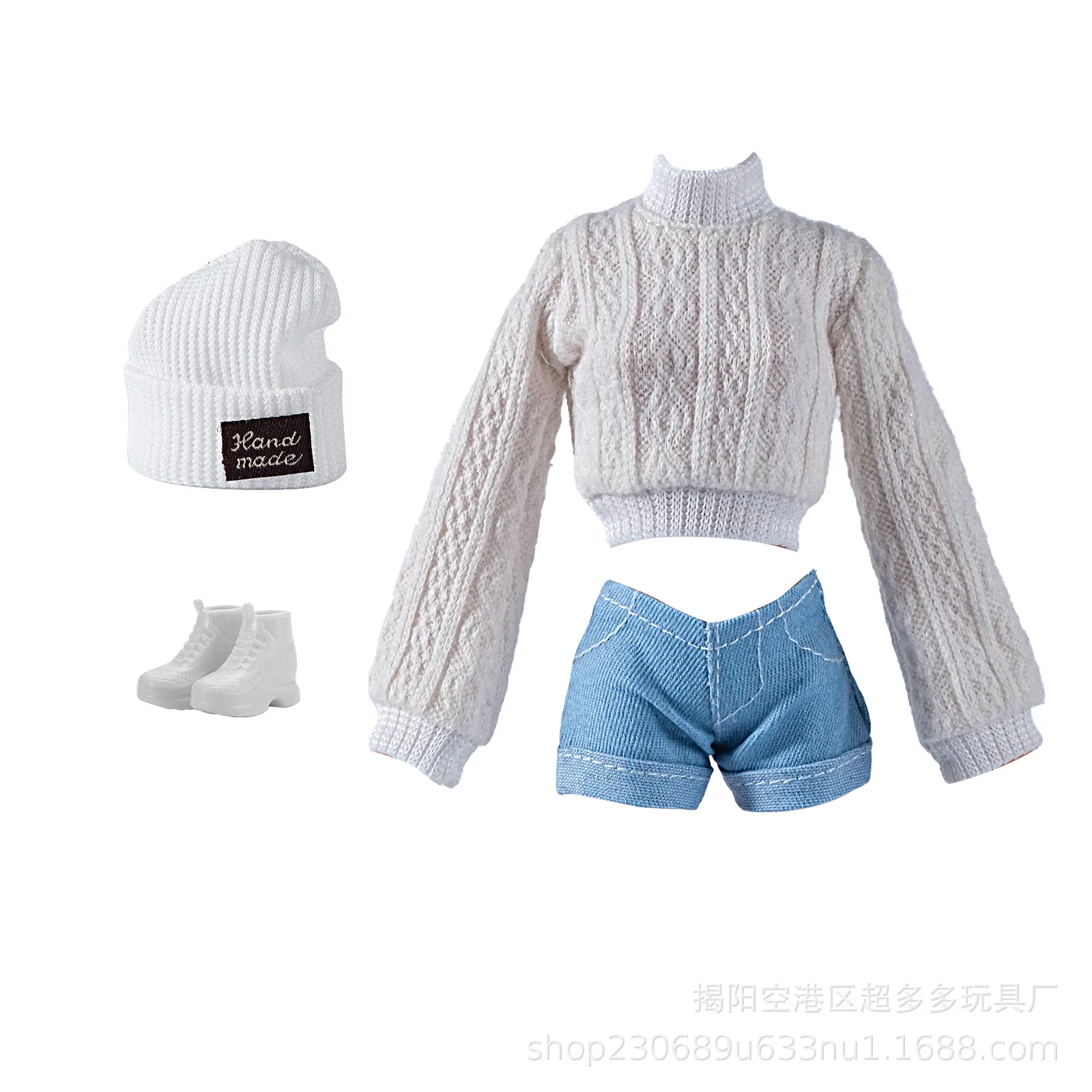 Fashion Doll Wool Coat with Shoes Hat DIY Accessories Doll Knitted Sweaters Pants Mini Winter Clothes for 1/6 BJD 28~30cm Dolls