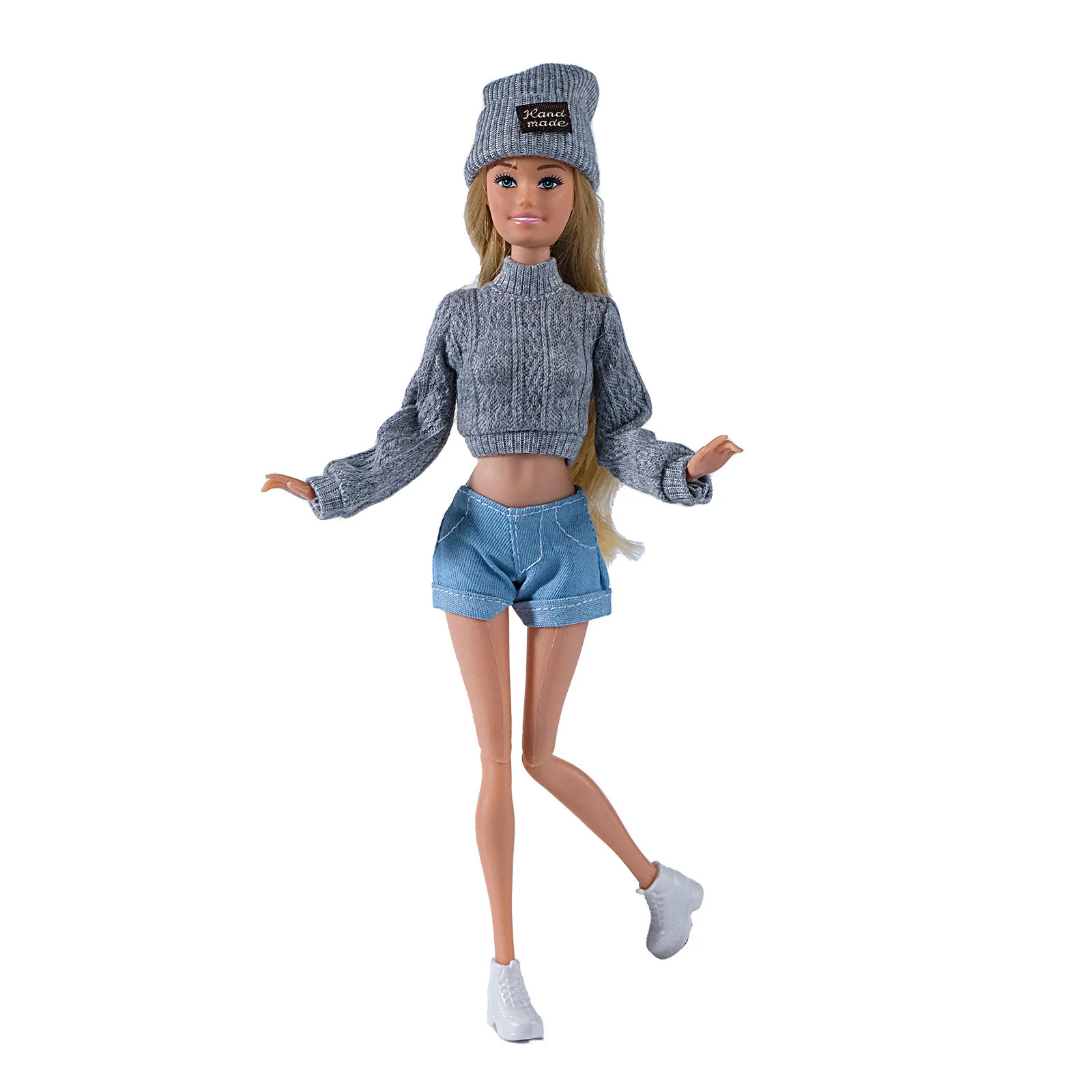Fashion Doll Wool Coat with Shoes Hat DIY Accessories Doll Knitted Sweaters Pants Mini Winter Clothes for 1/6 BJD 28~30cm Dolls