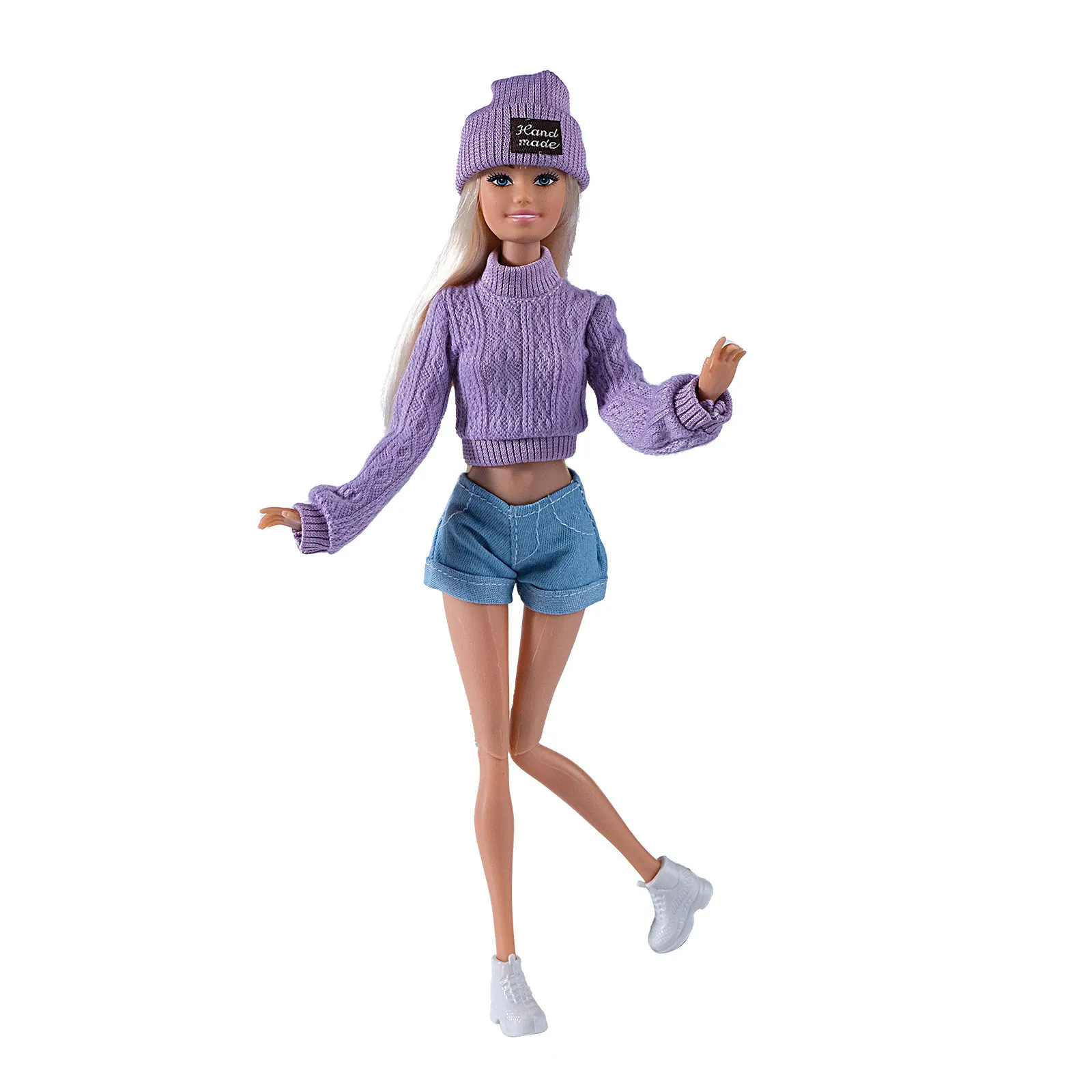 Fashion Doll Wool Coat with Shoes Hat DIY Accessories Doll Knitted Sweaters Pants Mini Winter Clothes for 1/6 BJD 28~30cm Dolls