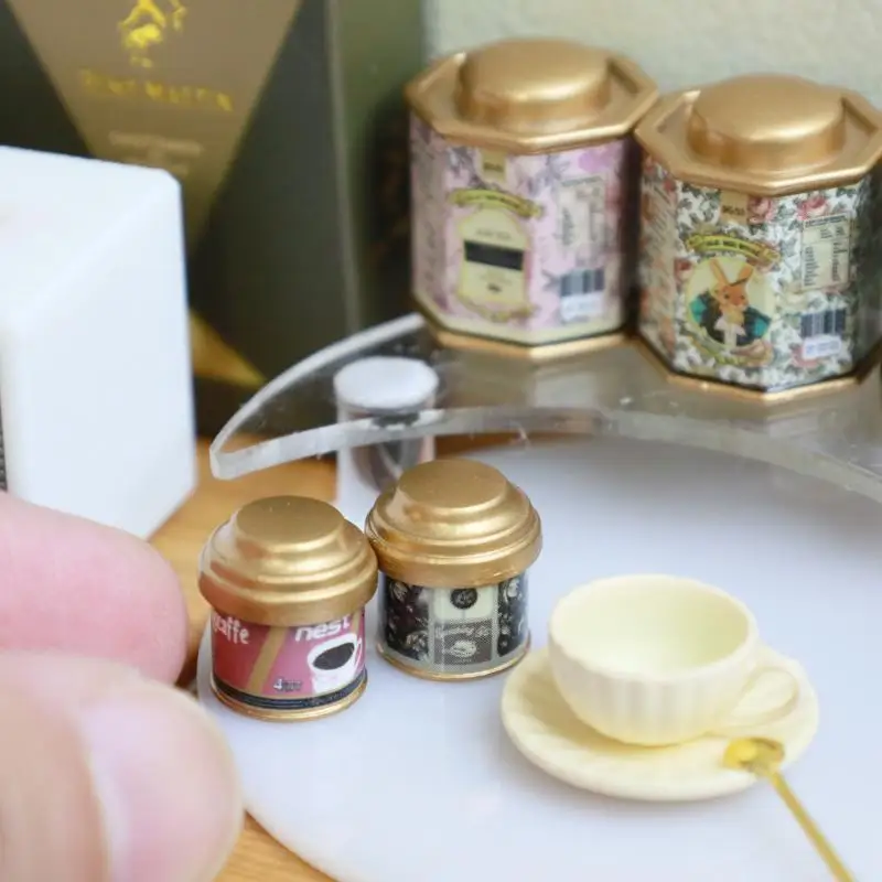 Doll House Coffee Can Tea Can Model Simulation Item Ornament Model Miniature Mini Toys Doll House Furniture Accessories