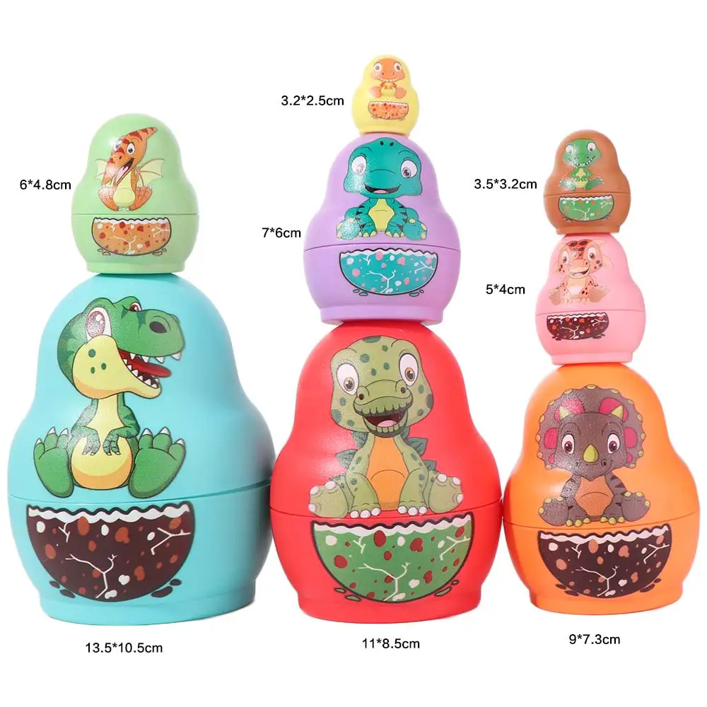 6 Layer Dinosaur Russian Nesting 8 Layer Animals Pattern Stacking Nesting Handmade Cartoon Stacking Cups Gams Chidlren Gifts