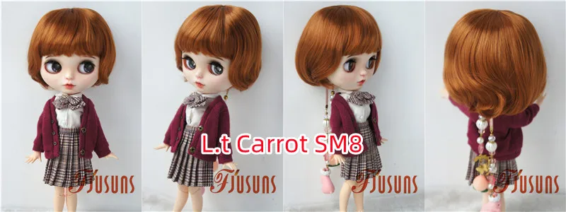 Jusuns QBaby Blythes Wig JD190 9-10inch 10-11inch Short Smart Wave Cut Synthetic Mohair BJD Hair Porcelain doll Accessories