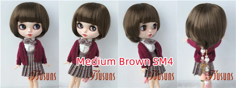 Jusuns QBaby Blythes Wig JD190 9-10inch 10-11inch Short Smart Wave Cut Synthetic Mohair BJD Hair Porcelain doll Accessories