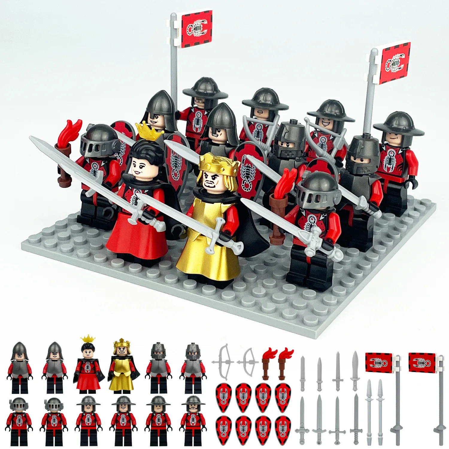 24 medieval minifigures M8179 scorpion country soldiers children assemble small particle building block toys cross-border
