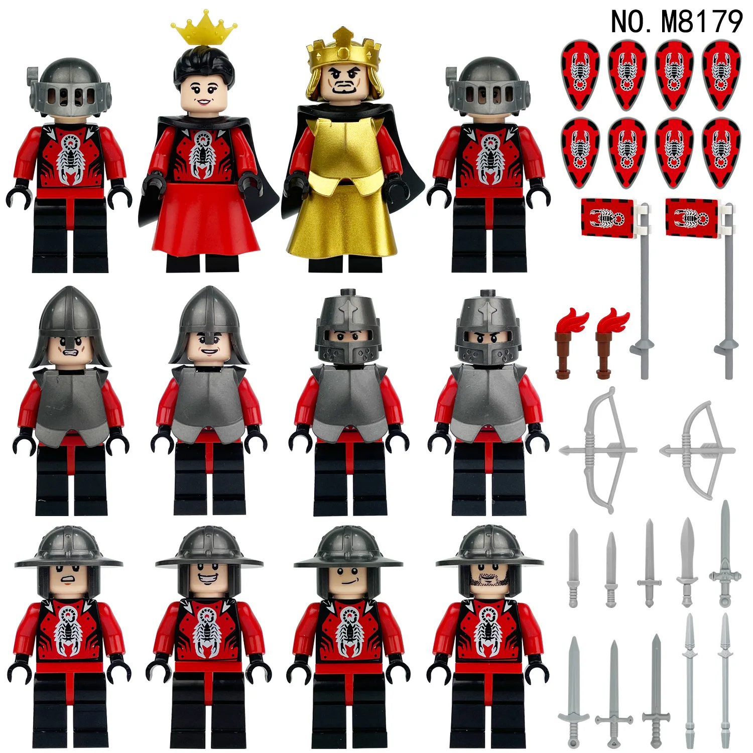 24 medieval minifigures M8179 scorpion country soldiers children assemble small particle building block toys cross-border