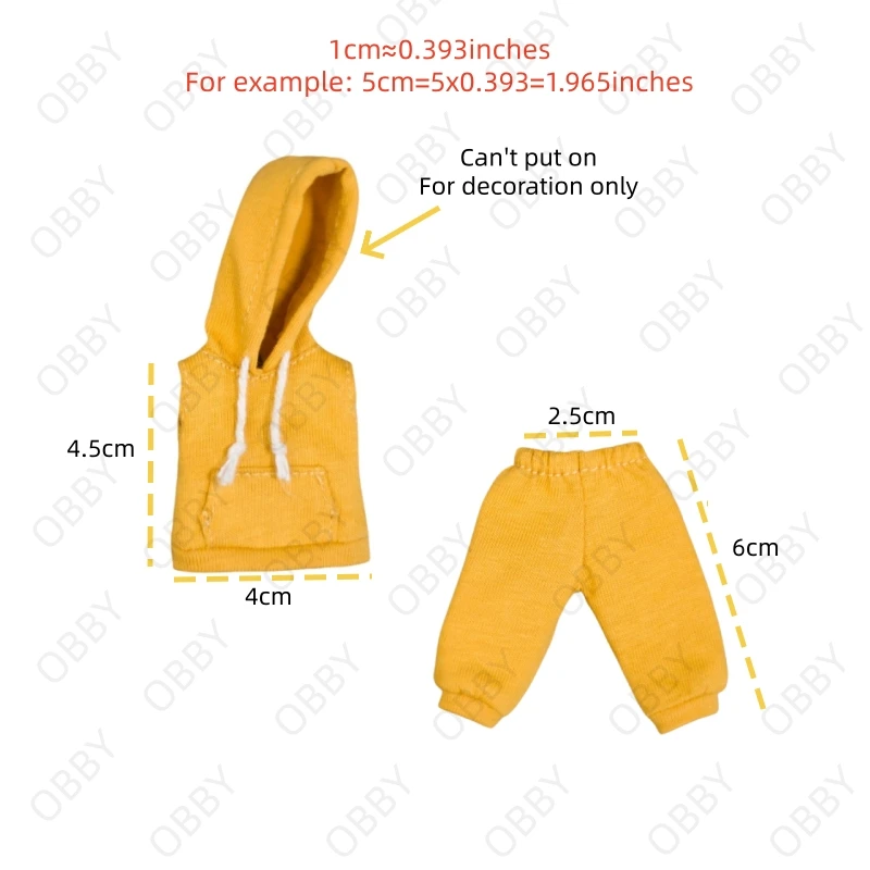 For P9 Obitsu 11 Sports Casual Hoodie Pants For 1/12 OB11 ufdoll YMY Molly Body Doll Cloth Doll Outfit Clothes