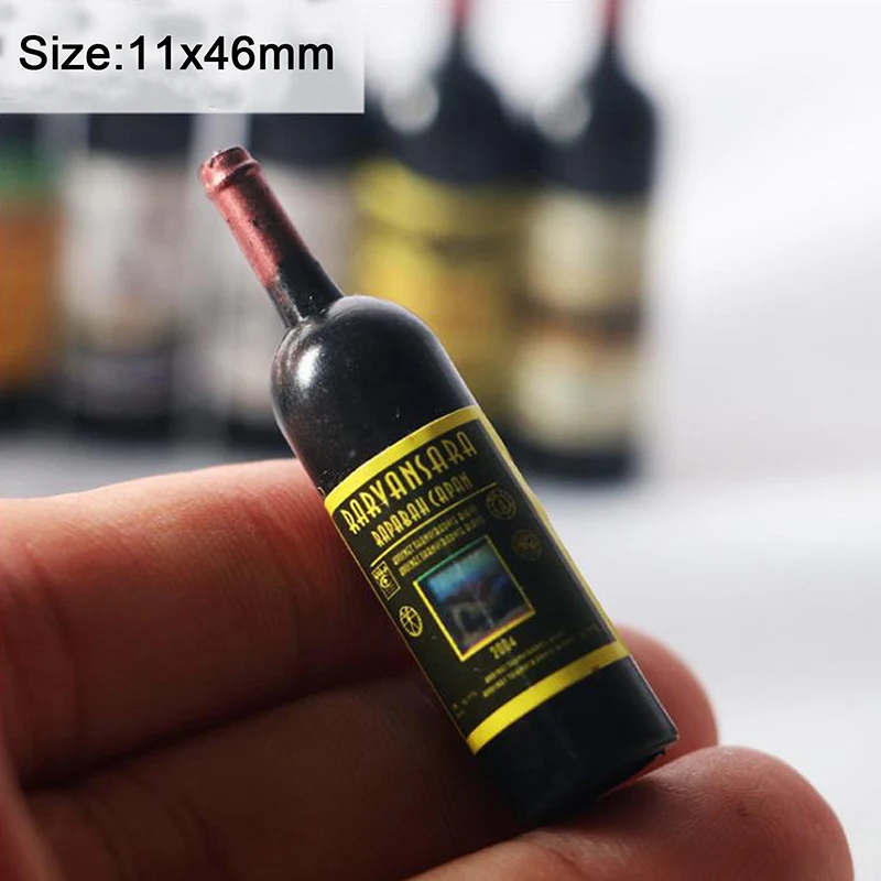 XM 5Pcs new 1/12 Dollhouse Miniature Wine Bottle Simulation Accessories For Decoration
