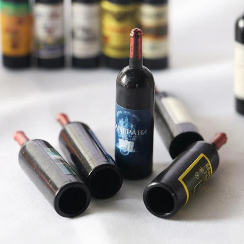 XM 5Pcs new 1/12 Dollhouse Miniature Wine Bottle Simulation Accessories For Decoration
