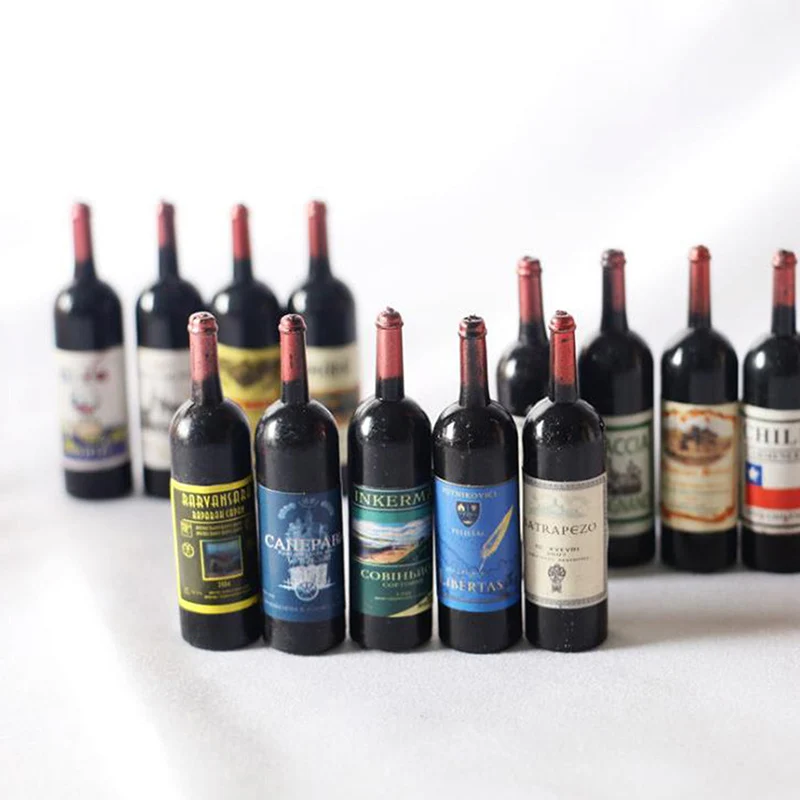 XM 5Pcs new 1/12 Dollhouse Miniature Wine Bottle Simulation Accessories For Decoration