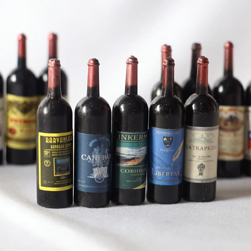 XM 5Pcs new 1/12 Dollhouse Miniature Wine Bottle Simulation Accessories For Decoration