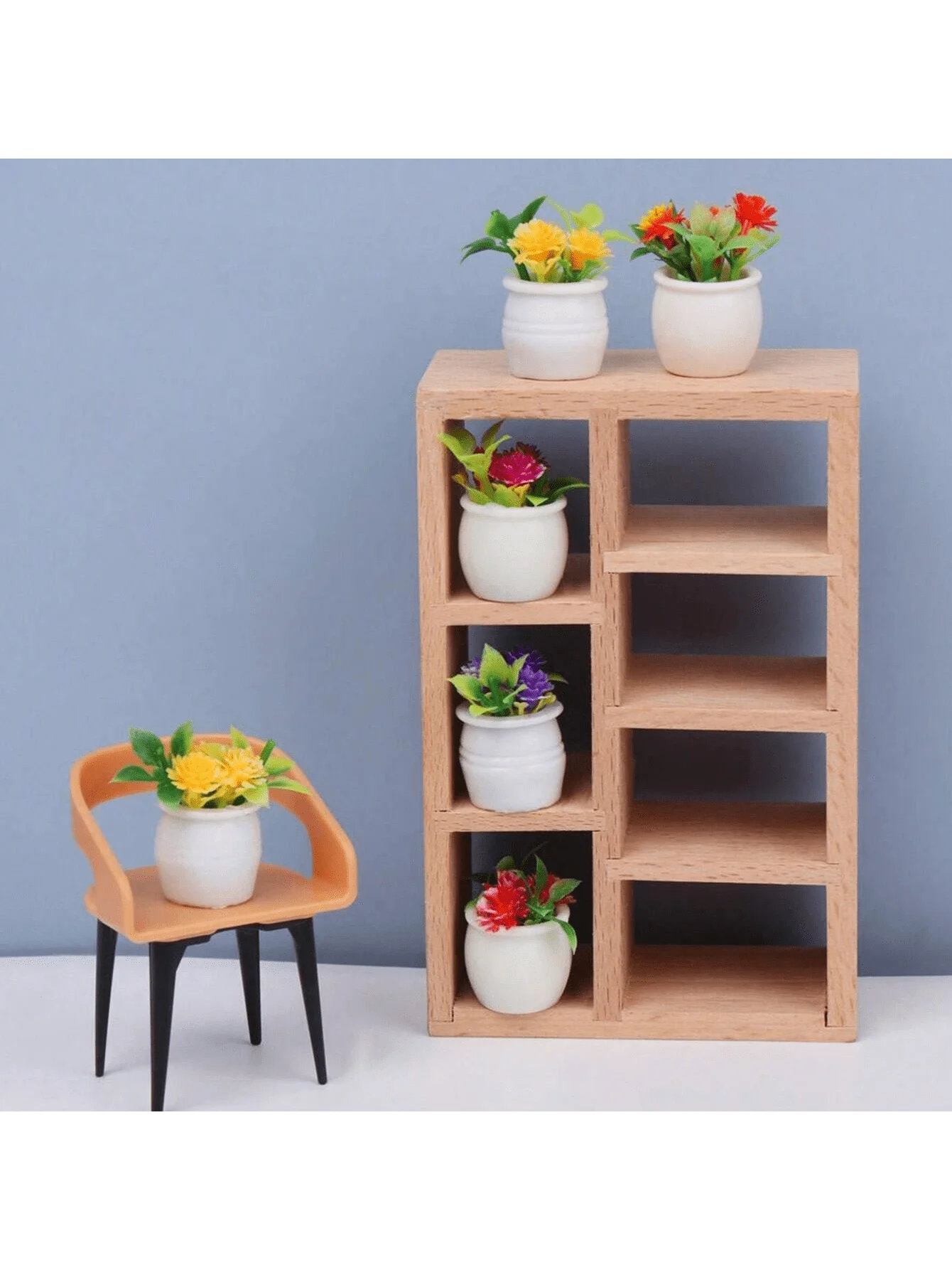 1/12 Dollhouse Miniature Potted Plant, Realistic Greenery & Flower Decor Model, Random 4pcs