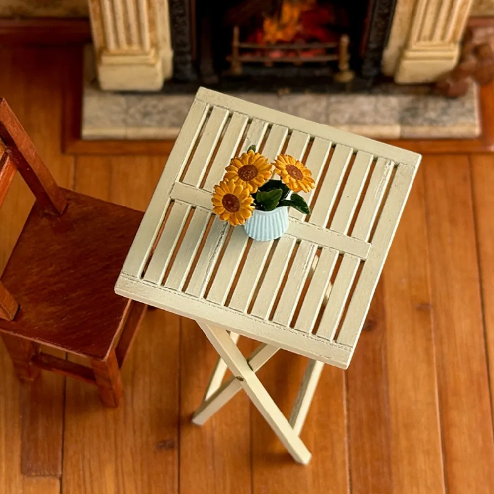 1:12 Dollhouse Miniature Furniture Mini Pretend Play White Dining Table Chairs Model Multistyles